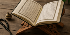 صورة توضح أجواء روحانية مع القرآن الكريم، تعكس أهمية الدعاء في حياة المسلم، ضمن مقال عن فوائد اجمل دعاء قصير
